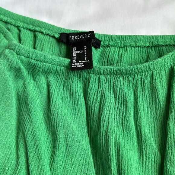 Forever 21 Green Off-the-Shoulder Flowy Crop Top – Size S - Picture 3 of 5